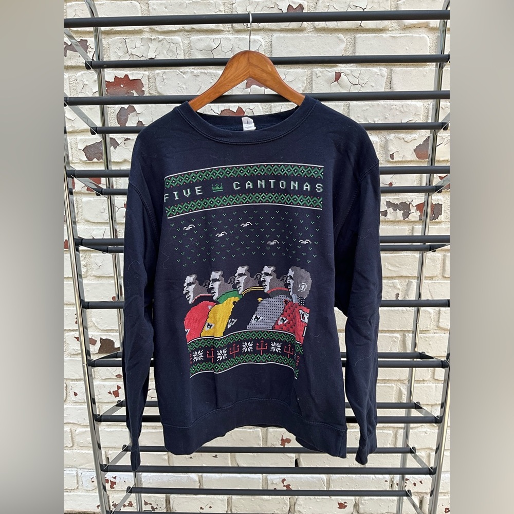JustHoods “Five Cantonas” Crewneck Sweater; NAVY